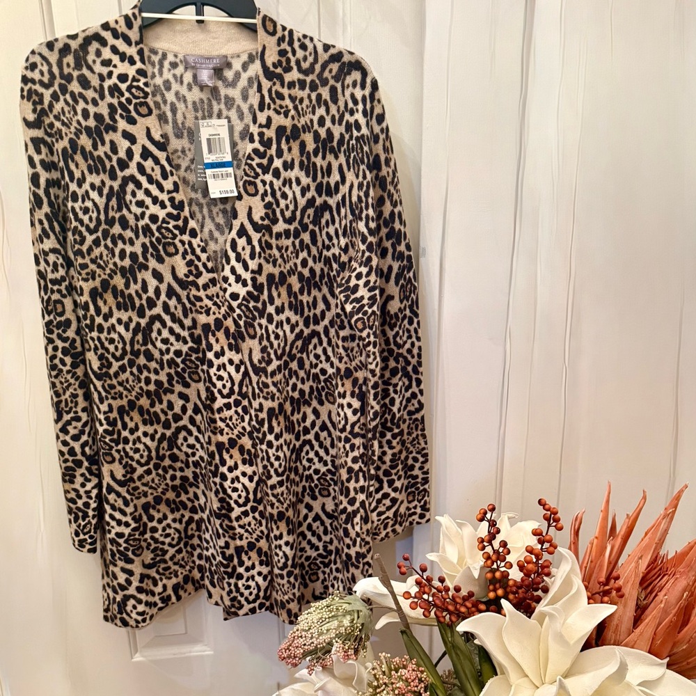 Cashmere Leopard Print Cardigan